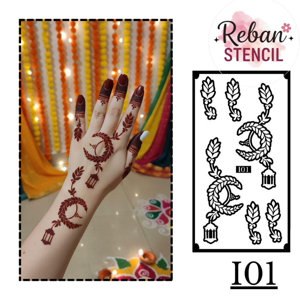 Eid Special Moon Mehndi Stencil for Festive Hand Designs REBANSTENCIL I01