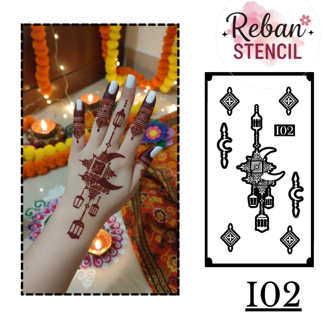 Premium Eid Moon Mehndi Stencil for Traditional Look REBANSTENCIL I02
