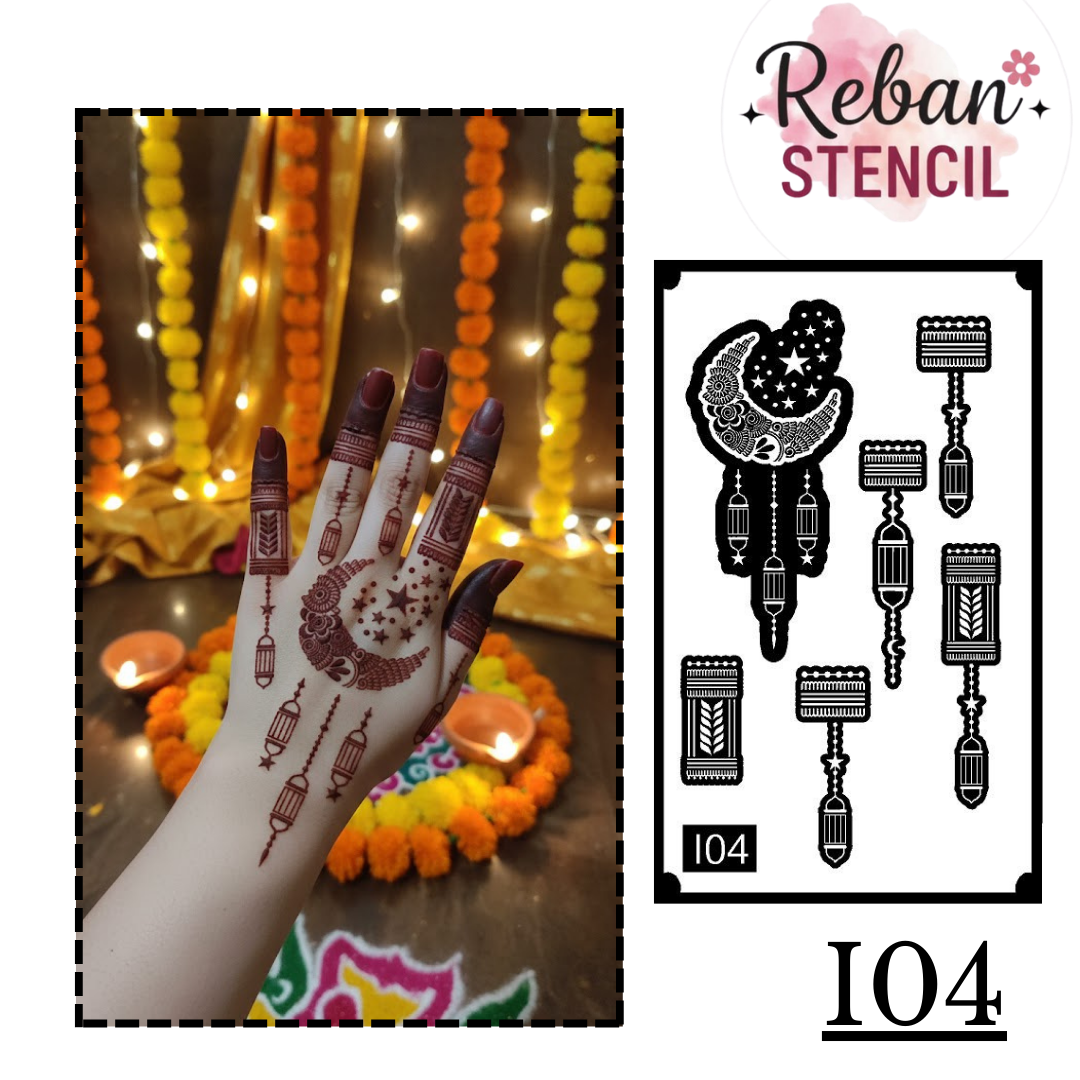 Eid Special Crescent Mehndi Stencil for Elegant Design REBANSTENCIL I04