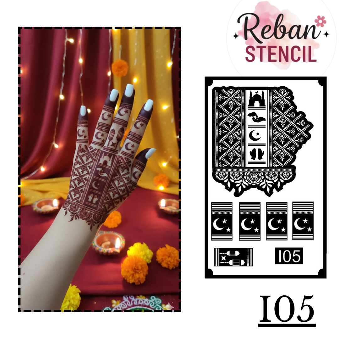Eid Special Full Hand Mehndi Stencil REBANSTENCIL I05