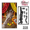 Premium Eid Mehndi Stencil – Crescent Moon & Lantern Hand Art REBANSTENCIL I08