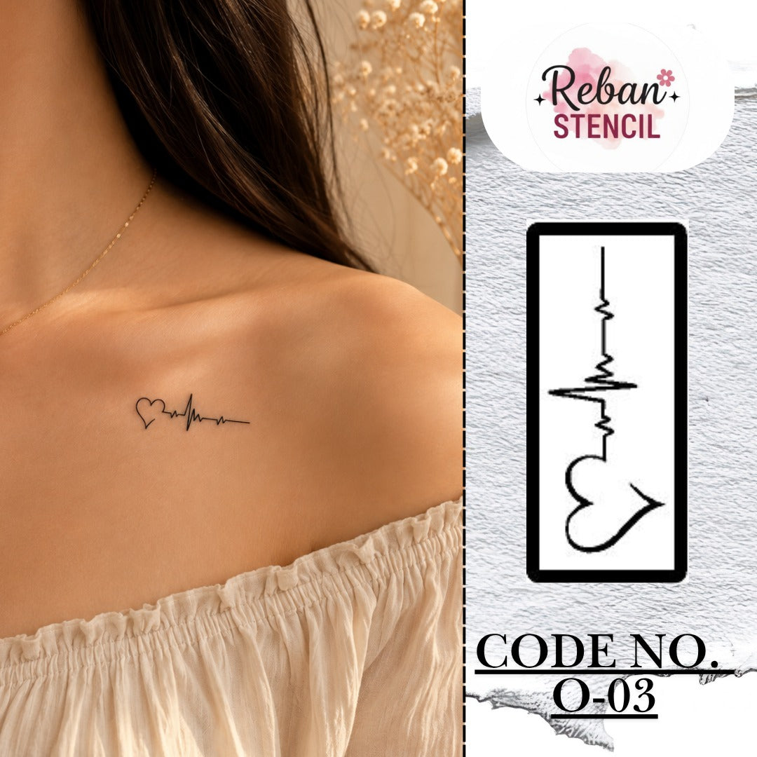REBAN STENCIL® O-03 Halal Temporary Tattoo Stencil | Stylish Easy-to-Apply Tattoo Design for Men & Women