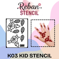 Simple Kids Mehndi Stencil for Beginners REBAN STENCIL K03