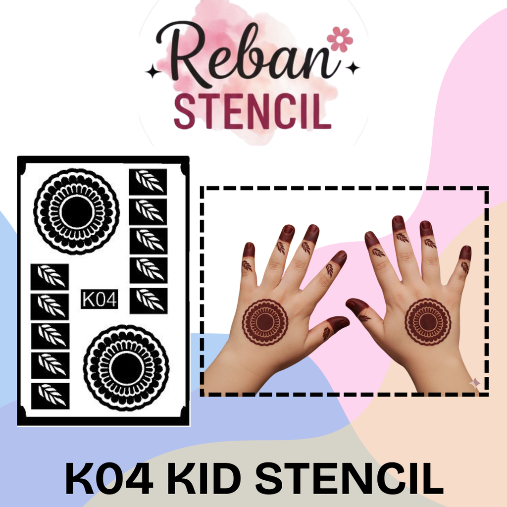 Creative Kids Mehndi Stencil Designs for Small Hands REBAN STENCIL K04