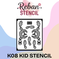 Adorable Kids Mehndi Stencil for Instant Cute Designs REBAN STENCIL K08