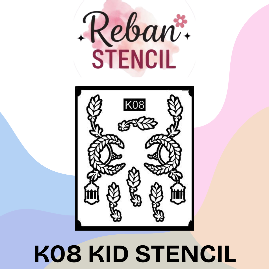 Adorable Kids Mehndi Stencil for Instant Cute Designs REBAN STENCIL K08