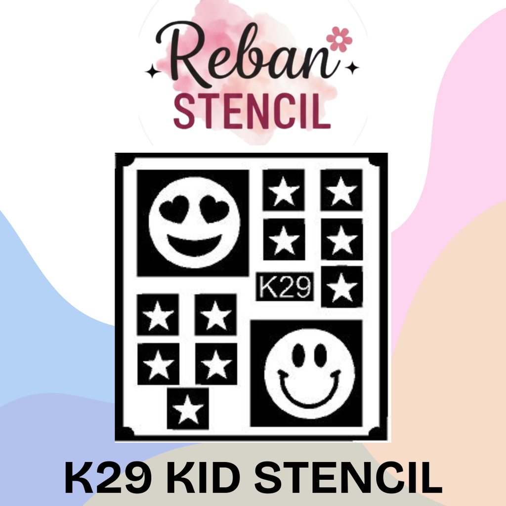 Easy Hand Mehndi Stencil for Kids Beginners REBAN STENCIL K29