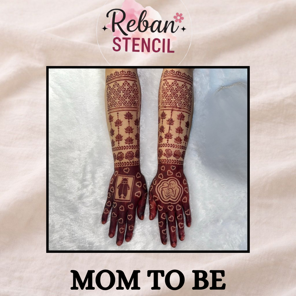 Baby Shower Mehndi Stencil for Mom To Be Hand Decoration REBAN STENCIL