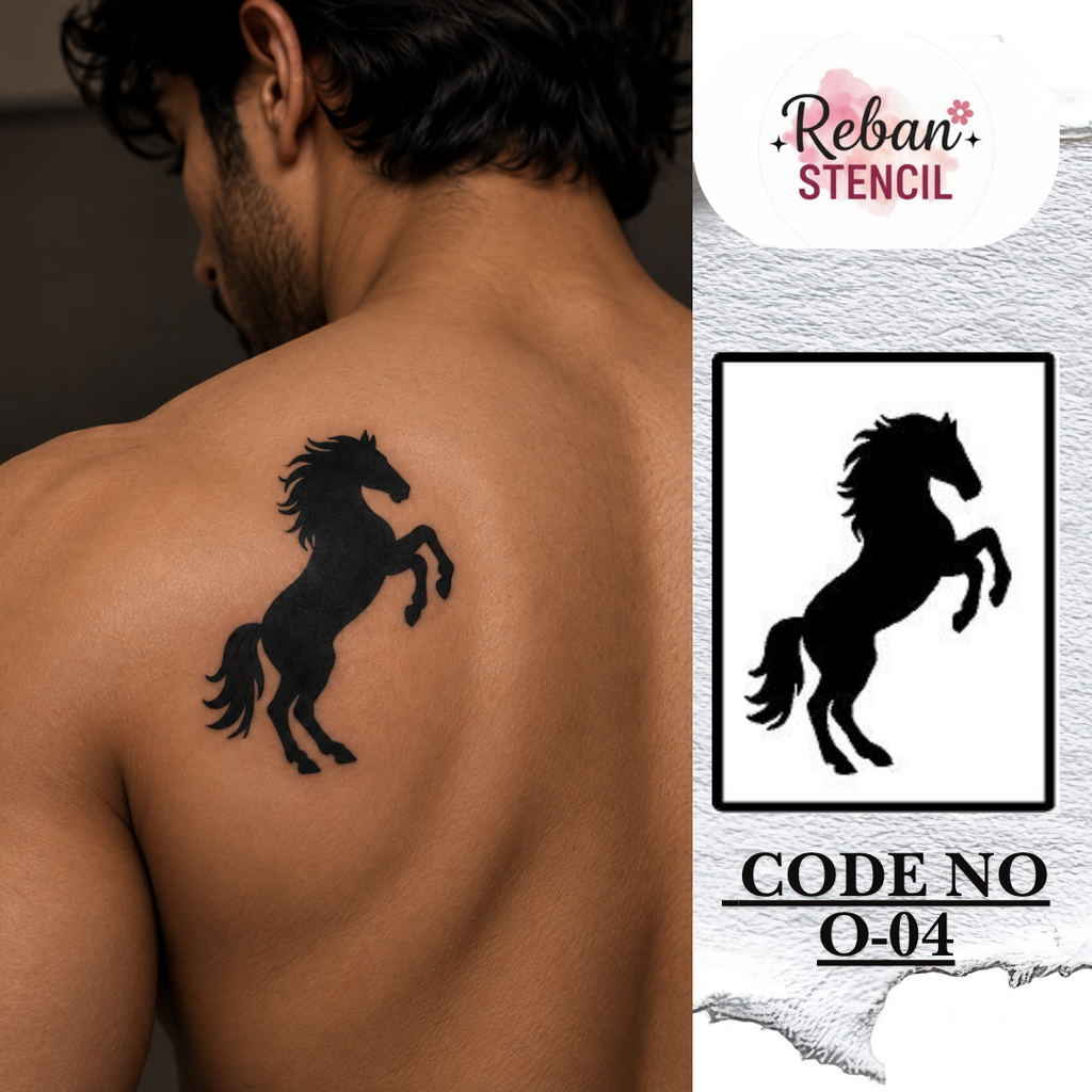 REBAN STENCIL® O-04 Halal Temporary Tattoo Stencil | Stylish Easy-to-Apply Tattoo Design for Men & Women