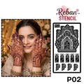 Premium Bridal Semi Hand Mehndi Stencil for Detailed Patterns REBAN STENCIL P02 SET OF 2