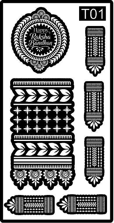 T01 – Raksha Bandhan Special Mehndi Stencil | Happy Raksha Bandhan Design
