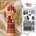 T02 Karwa Chauth Special Mehndi Stencil | Traditional Couple & Moon Design | Easy Apply Mehndi Sticker