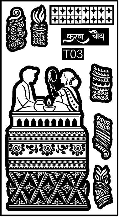 T03 Karwa Chauth Special Mehndi Stencil | Traditional Festive Mehndi Design | Easy Apply Mehndi Sticker        2/2     Do you like this personality?