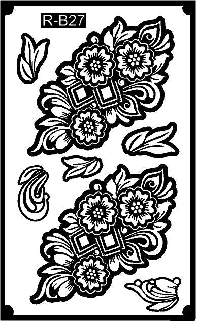 Indo-Arabic Long Mehndi Stencil – Modern Fusion Hand Pattern REBANSTENCIL B27