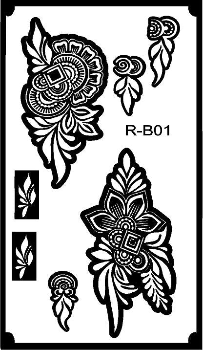 Arabic Style Long Mehndi Stencil – Bold Flowing Pattern REBANSTENCIL B01