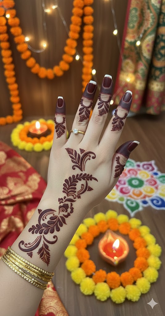 Professional Long Mehndi Stencil – Continuous Hand Art Pattern REBANSTENCIL B04