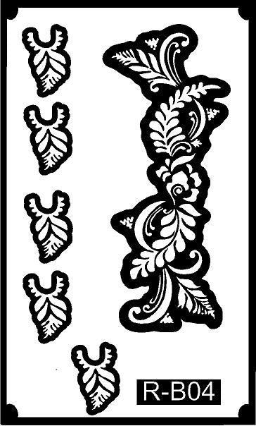 Professional Long Mehndi Stencil – Continuous Hand Art Pattern REBANSTENCIL B04