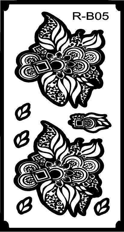 Professional Long Mehndi Stencil – Continuous Hand Art Pattern REBANSTENCIL B05