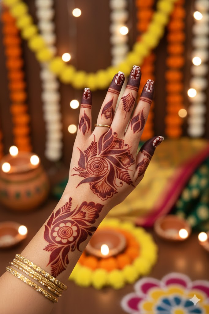 Premium Long Mehndi Stencil – Full Hand Elegant Trail Design REBANSTENCIL B06