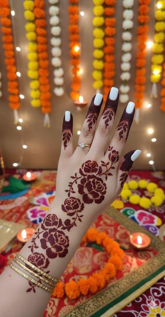 Professional Long Mehndi Stencil – Continuous Hand Art Pattern REBANSTENCIL B11