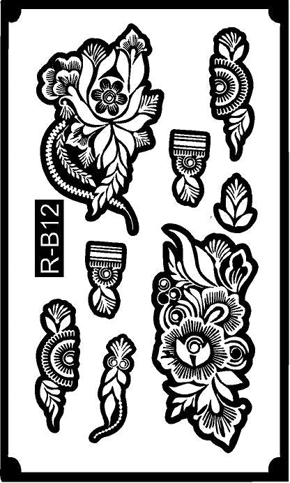 Festive Long Mehndi Stencil – Detailed Traditional Flow Design  REBANSTENCIL B12