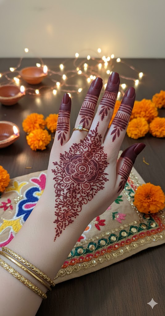 Arabic Style Long Mehndi Stencil – Bold Flowing Pattern REBANSTENCIL B17