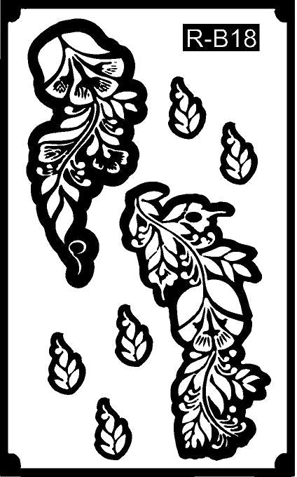 Indo-Arabic Long Mehndi Stencil – Modern Fusion Hand Pattern REBANSTENCIL B18