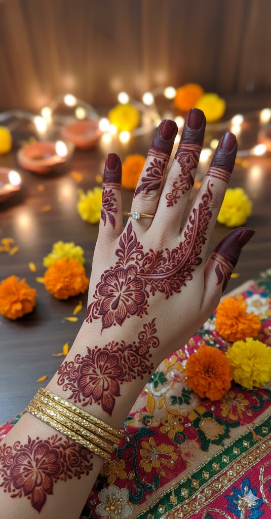 Designer Long Mehndi Stencil – Extended Arm & Hand Pattern REBANSTENCIL B19