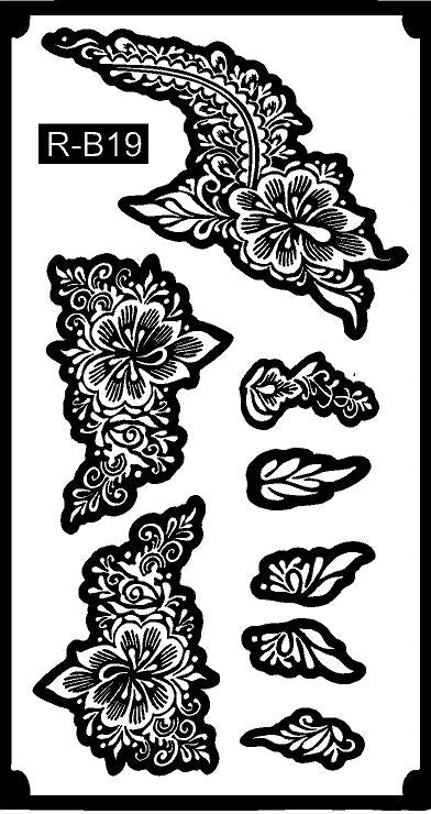 Designer Long Mehndi Stencil – Extended Arm & Hand Pattern REBANSTENCIL B19
