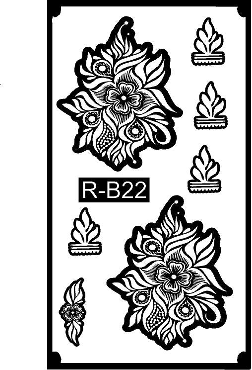 Arabic Style Long Mehndi Stencil – Bold Flowing Pattern REBANSTENCIL B22