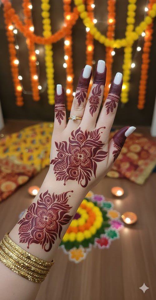 Arabic Style Long Mehndi Stencil – Bold Flowing Pattern REBANSTENCIL B22