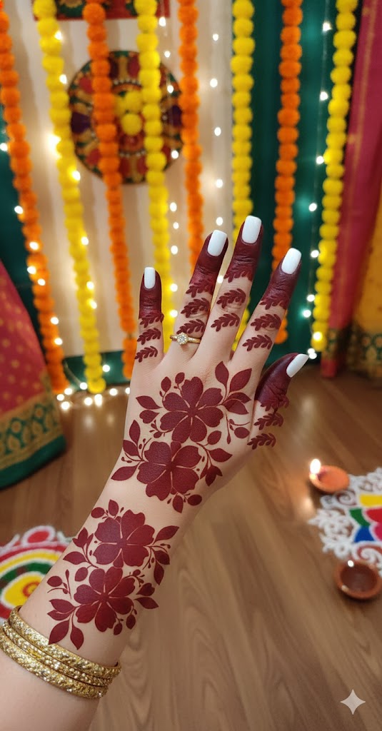 Professional Long Mehndi Stencil – Continuous Hand Art Pattern REBANSTENCIL B23