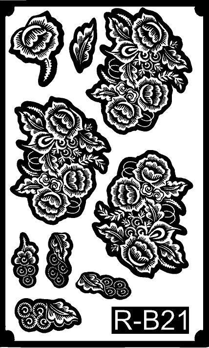 Festive Long Mehndi Stencil – Detailed Traditional Flow Design REBANSTENCIL B21