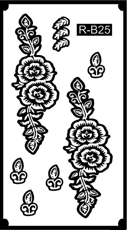 Festive Long Mehndi Stencil – Detailed Traditional Flow Design REBANSTENCIL B25