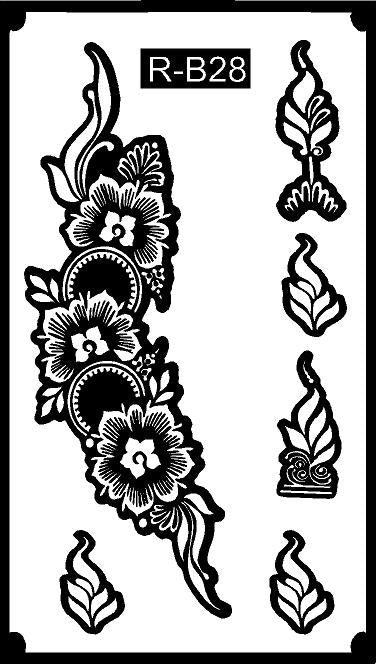 Indo-Arabic Long Mehndi Stencil – Modern Fusion Hand Pattern REBANSTENCIL B28