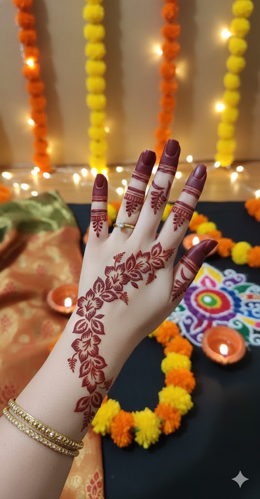 Festival Special Long Mehndi Stencil – Elegant Arm Trail Design REBANSTENCIL B29