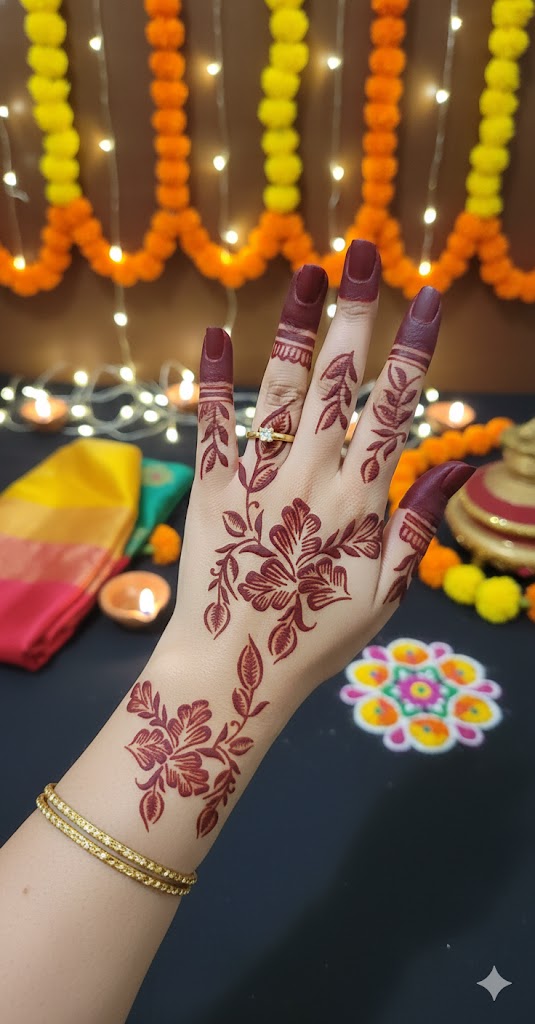 Professional Long Mehndi Stencil – Continuous Hand Art Pattern REBANSTENCIL B30