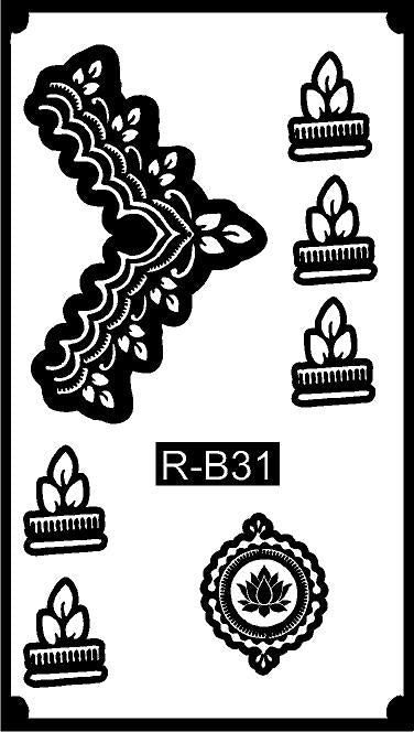 Modern Long Mehndi Stencil – Sleek Full Hand Art Pattern REBANSTENCIL B31