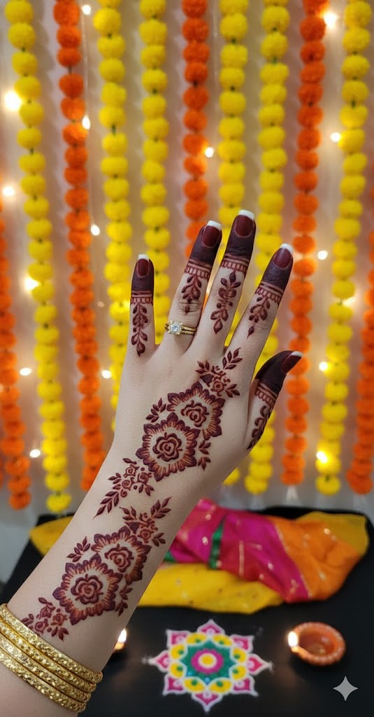 Modern Long Mehndi Stencil REBANSTENCIL B34