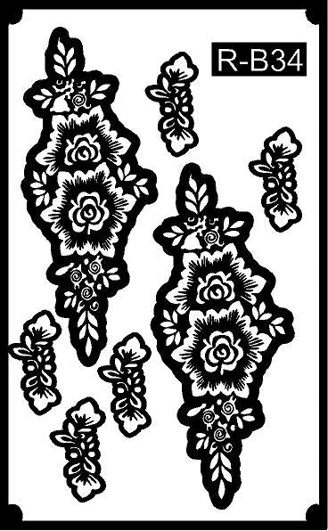 Modern Long Mehndi Stencil REBANSTENCIL B34