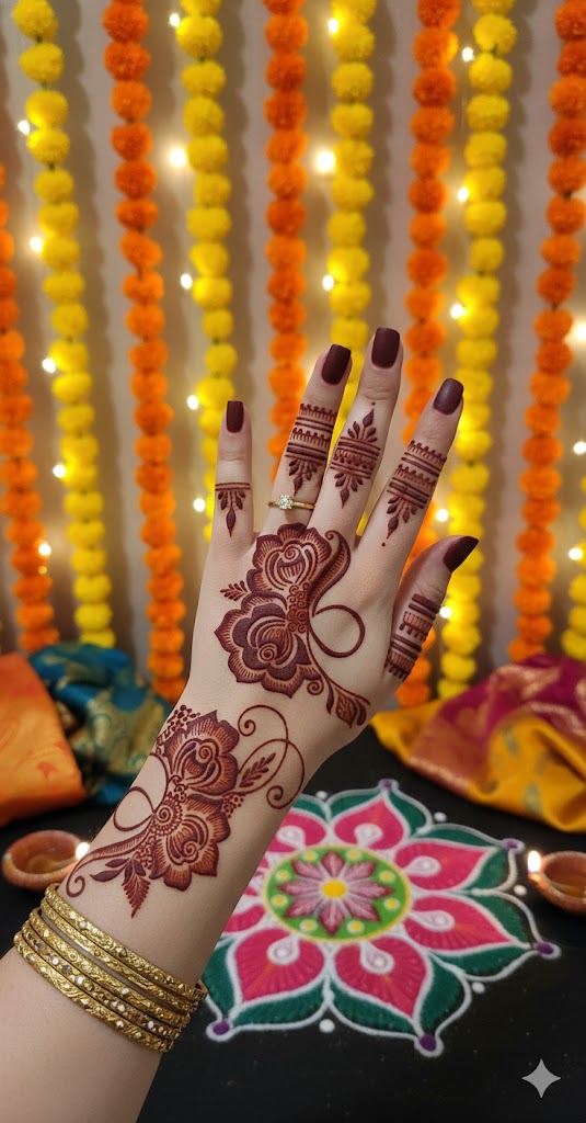 Festival Edition Long Mehndi Stencil – Decorative Trail Design REBANSTENCIL B35