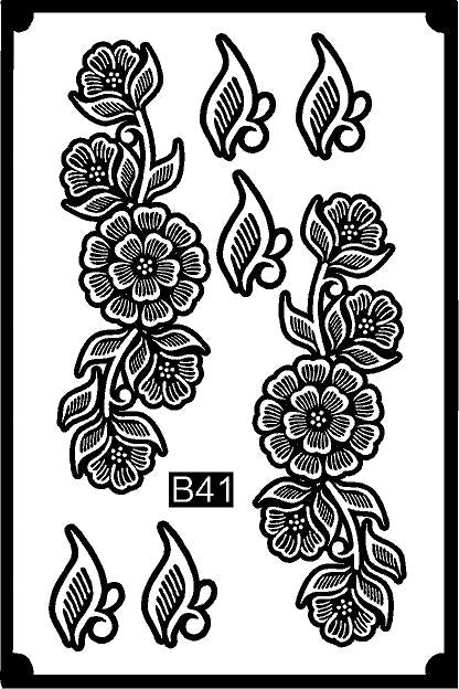 Designer Extended Mehndi Stencil – Elegant Arm Styling Pattern REBANSTENCIL B41