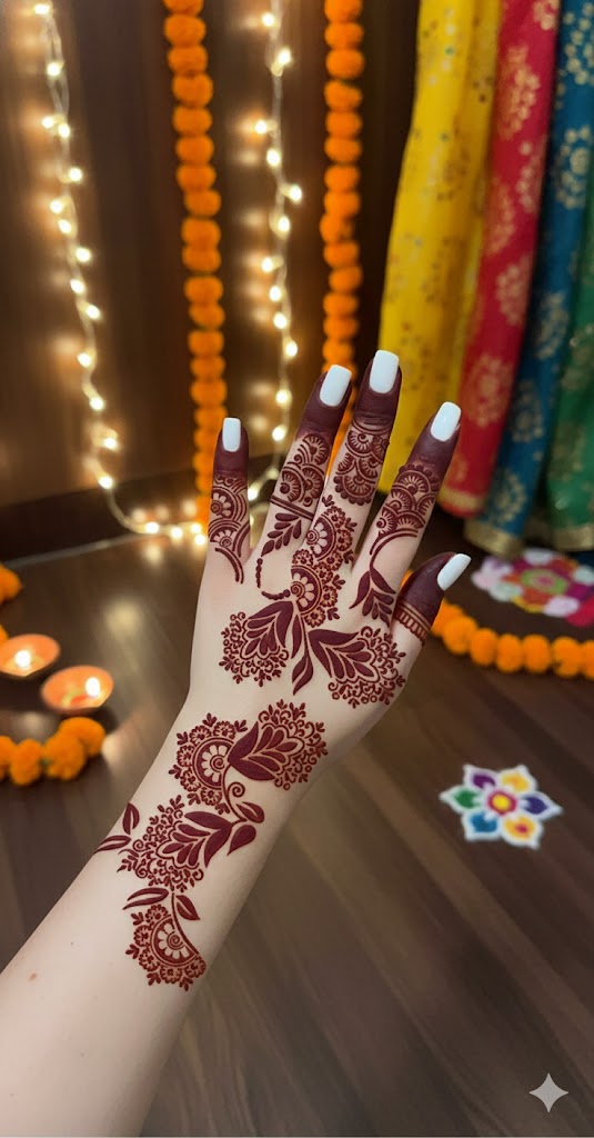 Designer Extended Mehndi Stencil – Elegant Arm Styling Pattern REBANSTENCIL B41