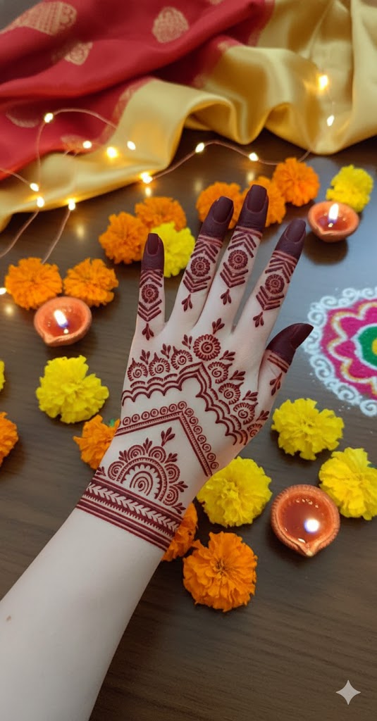 Designer Extended Mehndi Stencil – Elegant Arm Styling Pattern REBANSTENCIL B44