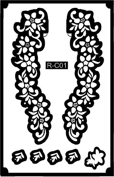 Elegant Leg Mehndi Stencil Design for Quick and Professional Foot Art REBANTENCIL C01