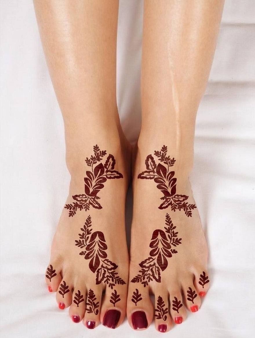 Professional Leg Mehndi Stencil for Stylish Foot Design Patterns REBANSTENCIL C03