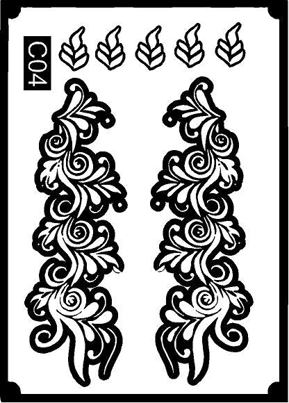 Decorative Foot Mehndi Stencil for Elegant Leg Art Design REBANSTENCIL C04