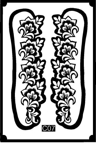 Stylish Leg Mehndi Stencil for Modern Foot Pattern Designs REBANSTENCIL C07
