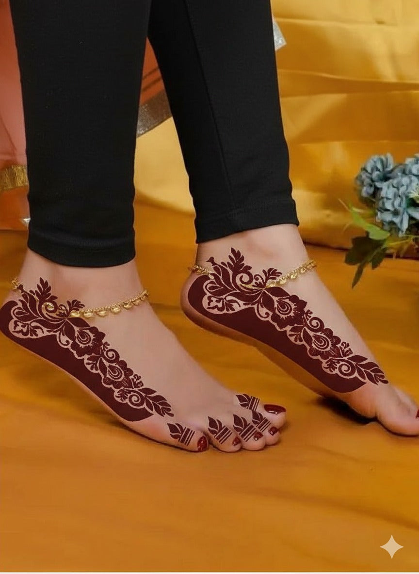 Designer Foot Mehndi Stencil for Beautiful Leg Art Patterns REBANSTENCIL C08