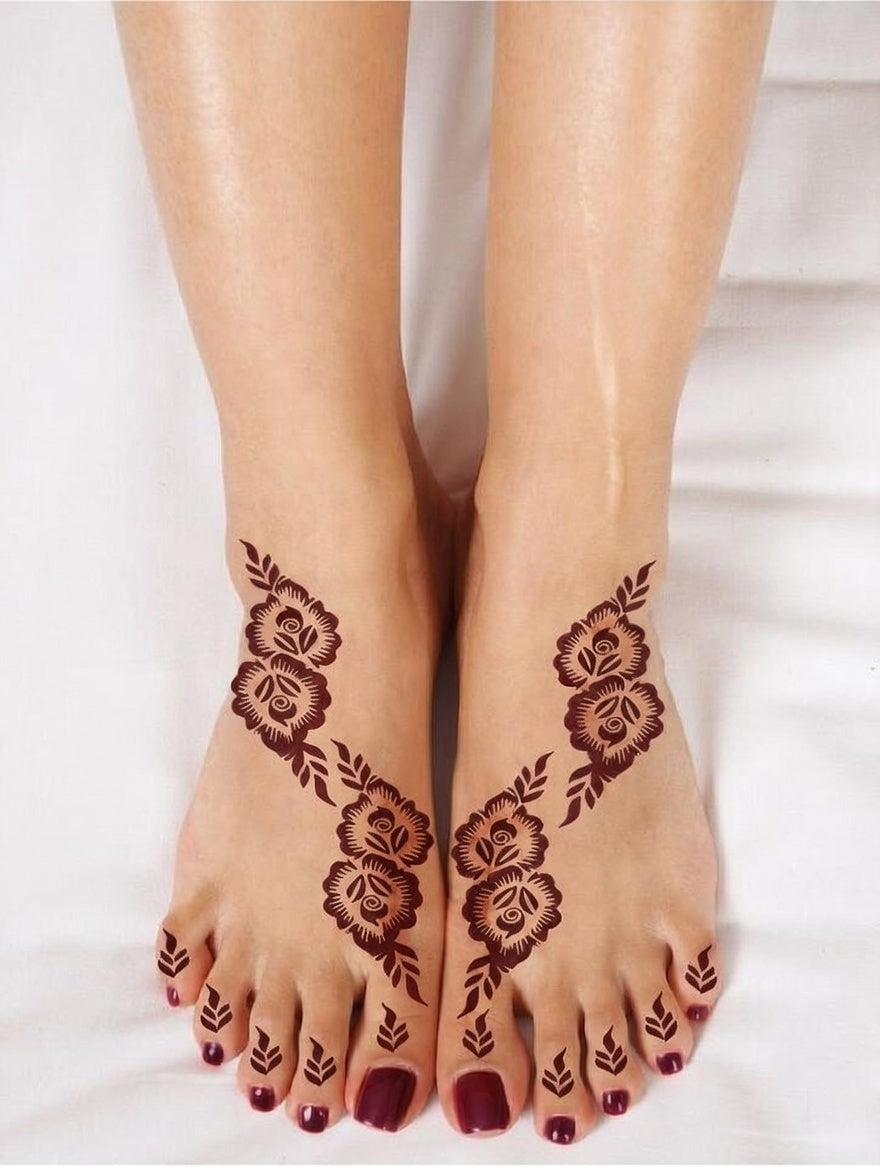 Premium Foot Mehndi Stencil for Clean and Detailed Leg Designs REBANSTENCIL C06